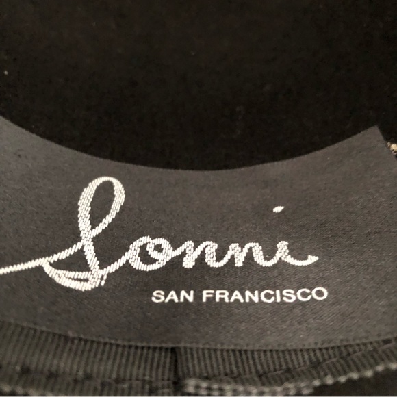 Sonni of San Francisco LANCASTER Wide Brim Black Wool Hat w/ Faux Fur Band - Picture 9 of 11
